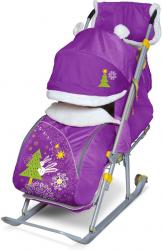 Санки-коляска "Ника детям 6" Елочка с зайцами баклажан НД6 - фото