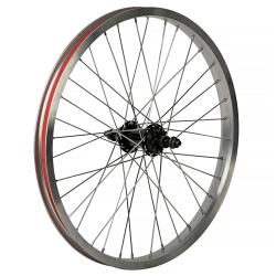 Колесо 20" заднее BMX, двойн. алюм. обод 36H, стал. втулка, 3/8"х175 мм, насып. подшип., 9T - фото