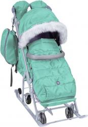 Санки-коляска "Ника Детям 7-5SK" мятный (арт. НД7-5SK/М) - фото