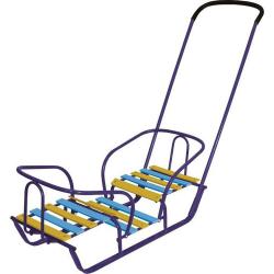 Санки СД/С2 /Ника/ д/двойняшек спинка, толкатель, синий - фото