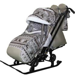 Санки-коляска Галактика Детям-1-2, перекидная ручка, колесо, чехол д/ног - фото