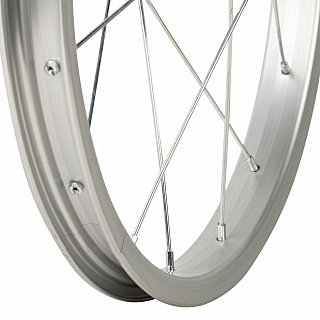 Колесо 14" заднее(без резины), одинарный алюм.обод 16 отв, втулка сталь DACHAN, гайка - фото