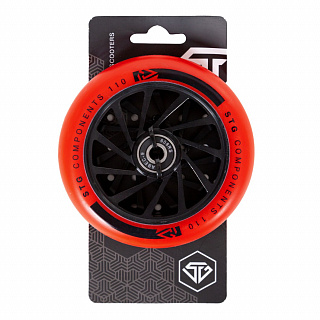 Колесо STG TW-16 для трюкового самоката, 110 мм, ABEC-9, черный с красным - фото