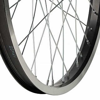 Колесо заднее 20" для BMX, двойной алюм. обод 36H, алюм. втулка, ось 14х175 мм, 9Т - фото