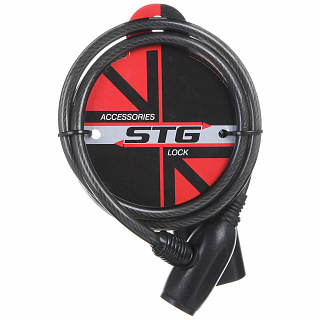 Замок STG, трос спиральный, с ключом диам.8х100см - фото