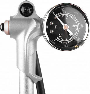 Насос для амортизационной вилки GIYO GS-02D, с манометром, алюминиевый, до 21бар/300psi, складной шланг, 6-190025 - фото