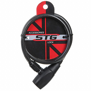 Замок STG, трос спиральный, с ключом диам.8х120см - фото